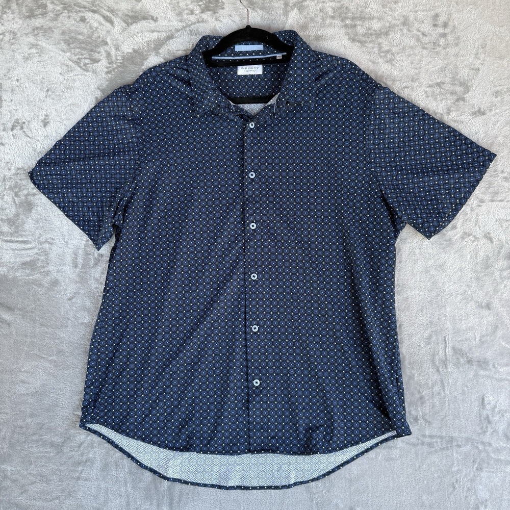 INFINITY MEN 'S LINEAR FLEX SHORT SLEEVE SHIRT, Dark Blue SIZE XL